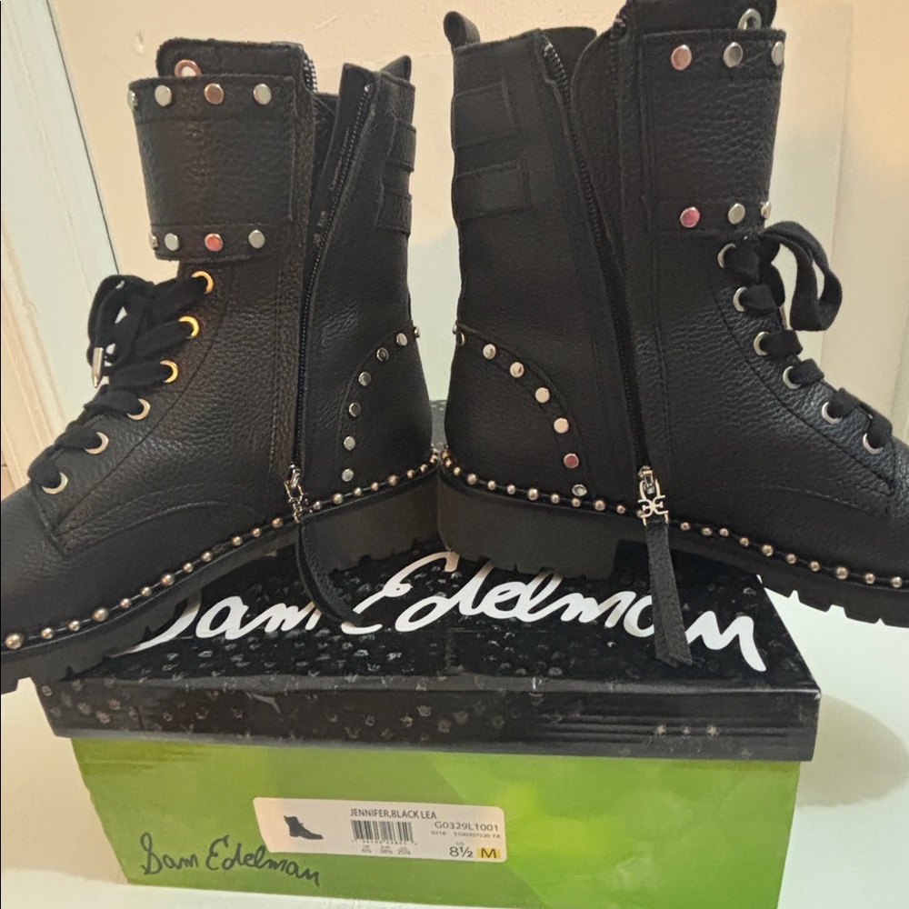Sam Edelman Black Studded Combat Boots - Picture 8 of 9